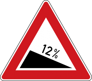 تابلو های راهنمایی و رانندگی شیب سرازیری ۱۲٪
